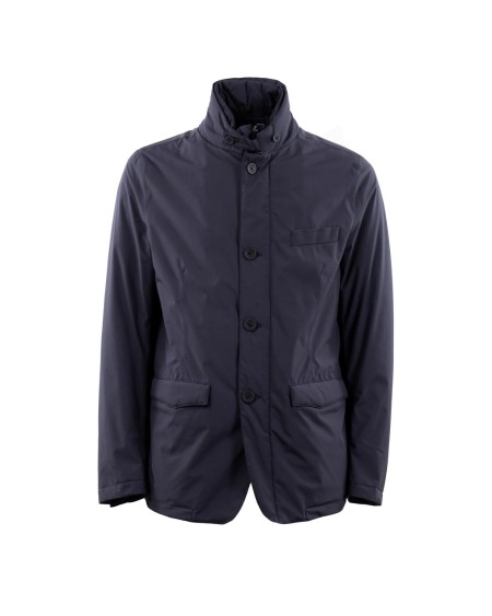 Shop HERNO  Piumino: Herno giacca-camicia imbottita.
Stampa con logo sul retro.
Collo alto.
Chiusura frontale con bottoni.
Maniche lunghe.
Tasca a filetto sul petto.
Due tasche frontali con pattina e orlo dritto.
Composizione: Esterno: poliuretano 100%, poliestere 100%, poliammide 72%, spandex/elastan 28%.
Made in the Republic of Moldova.. PI001243U 12840-9201